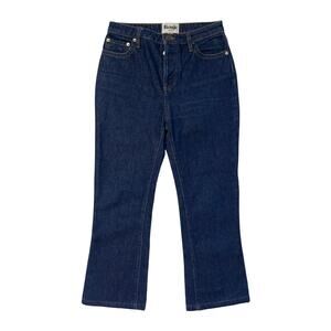 Rouje Paris Dark Wash Button Fly Cropped Flare Jeans Size EU 36 US 4 Cotton